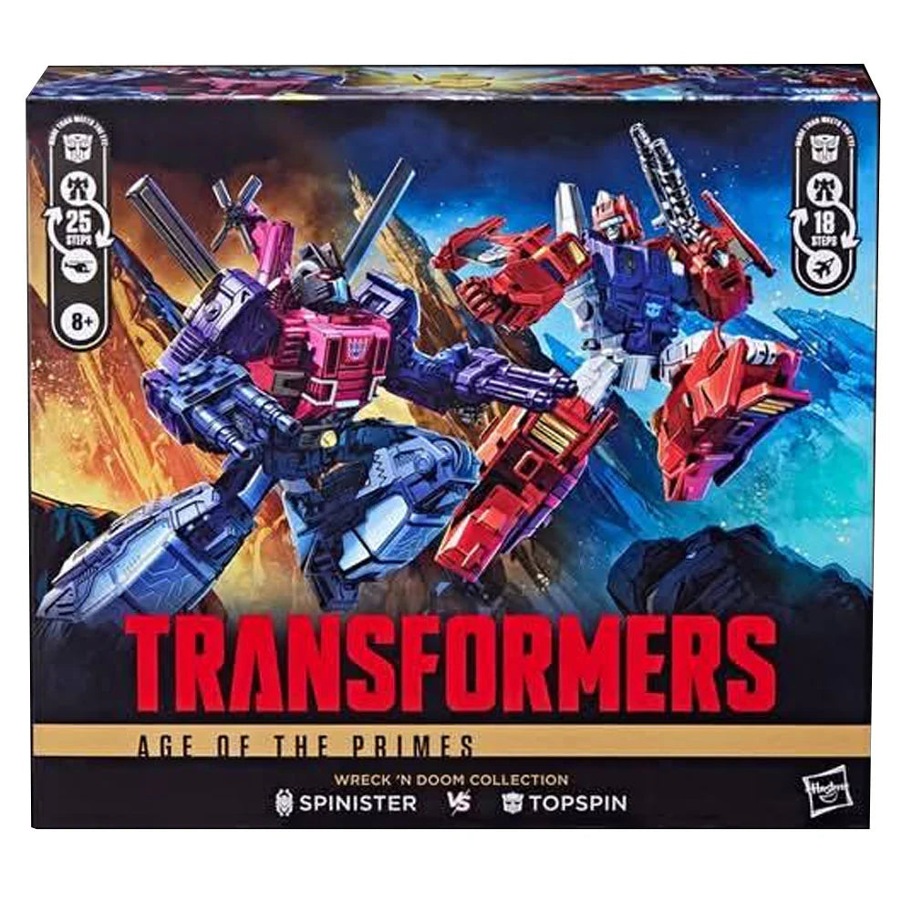 Transformers Age of the Primes Spinister vs Topsin-Caja Detalle