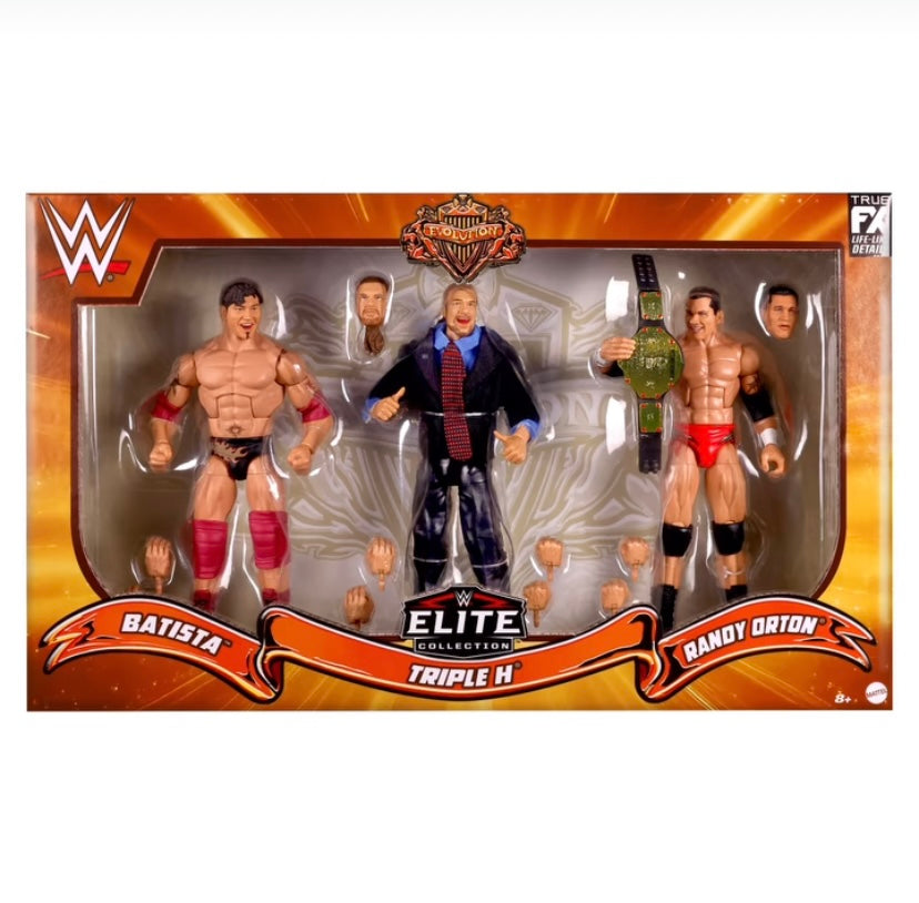 WWE Elite Collection Batista, Triple H & Randy Orton-Caja Detalle mínimo